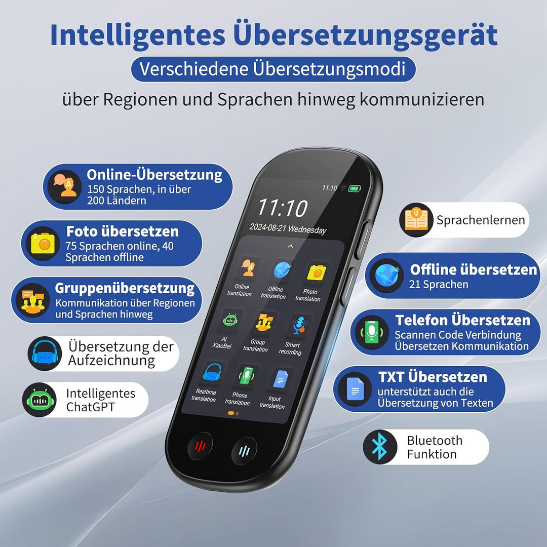 Sprachübersetzer Gerät,Übersetzungsgerät mit Sprachausgabe Translator,Übersetzer Echtzeit 150 Sprach