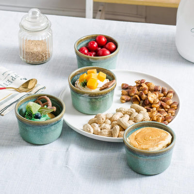 4er Set Soufflé Förmchen, Creme Brulee Schälchen, Pastetenform, Kleine Auflaufformen, Mini Auflauffo