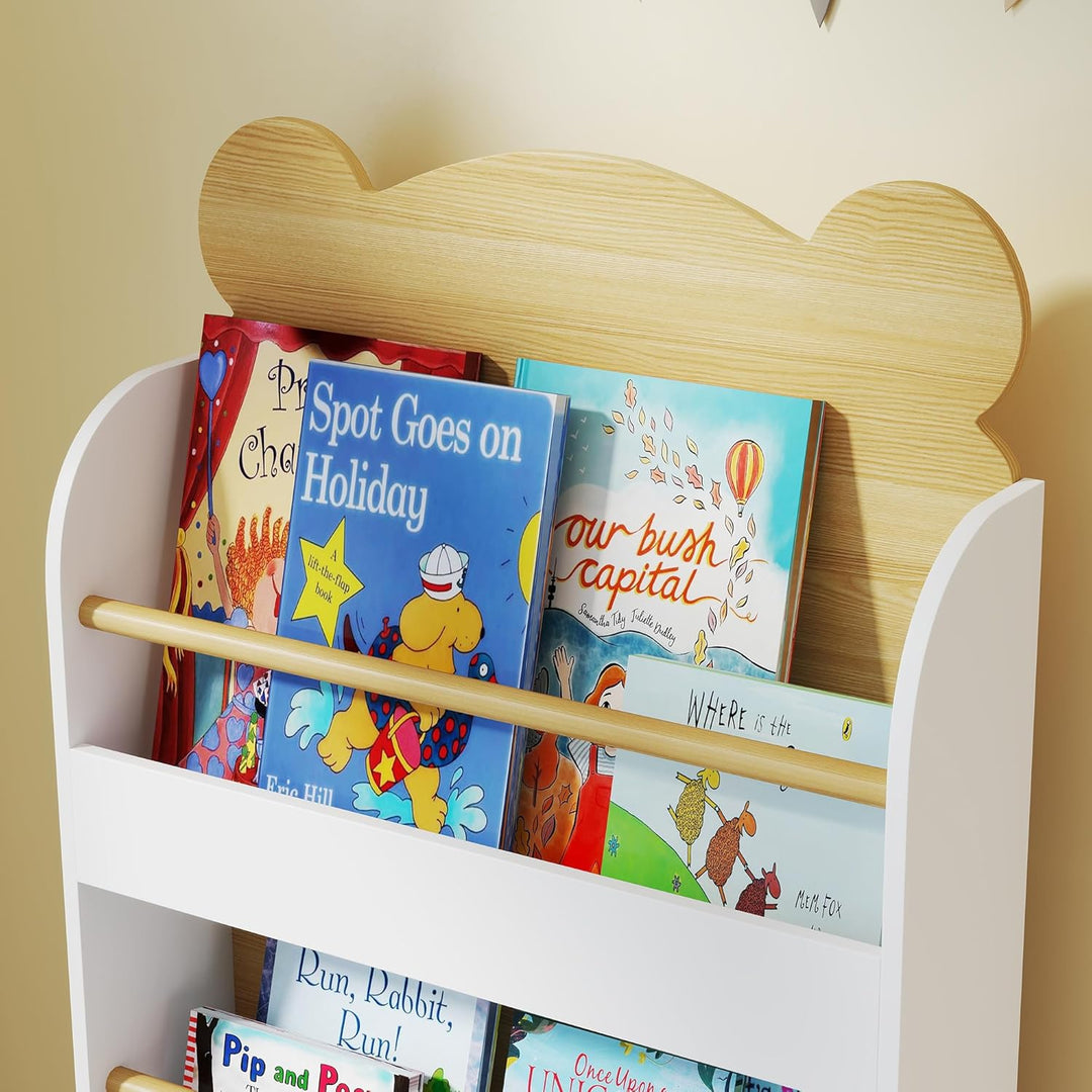 AIYAPLAY Bücherregal Kinder, Kinderregal mit 3 Regal, Spielzeugregal aus Holz, Kinderzimmerregal für