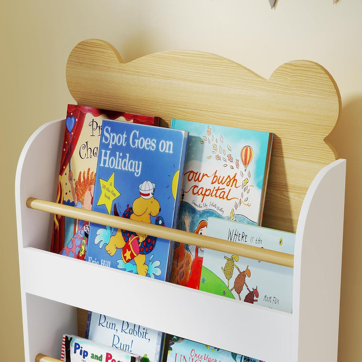 AIYAPLAY Bücherregal Kinder, Kinderregal mit 3 Regal, Spielzeugregal aus Holz, Kinderzimmerregal für