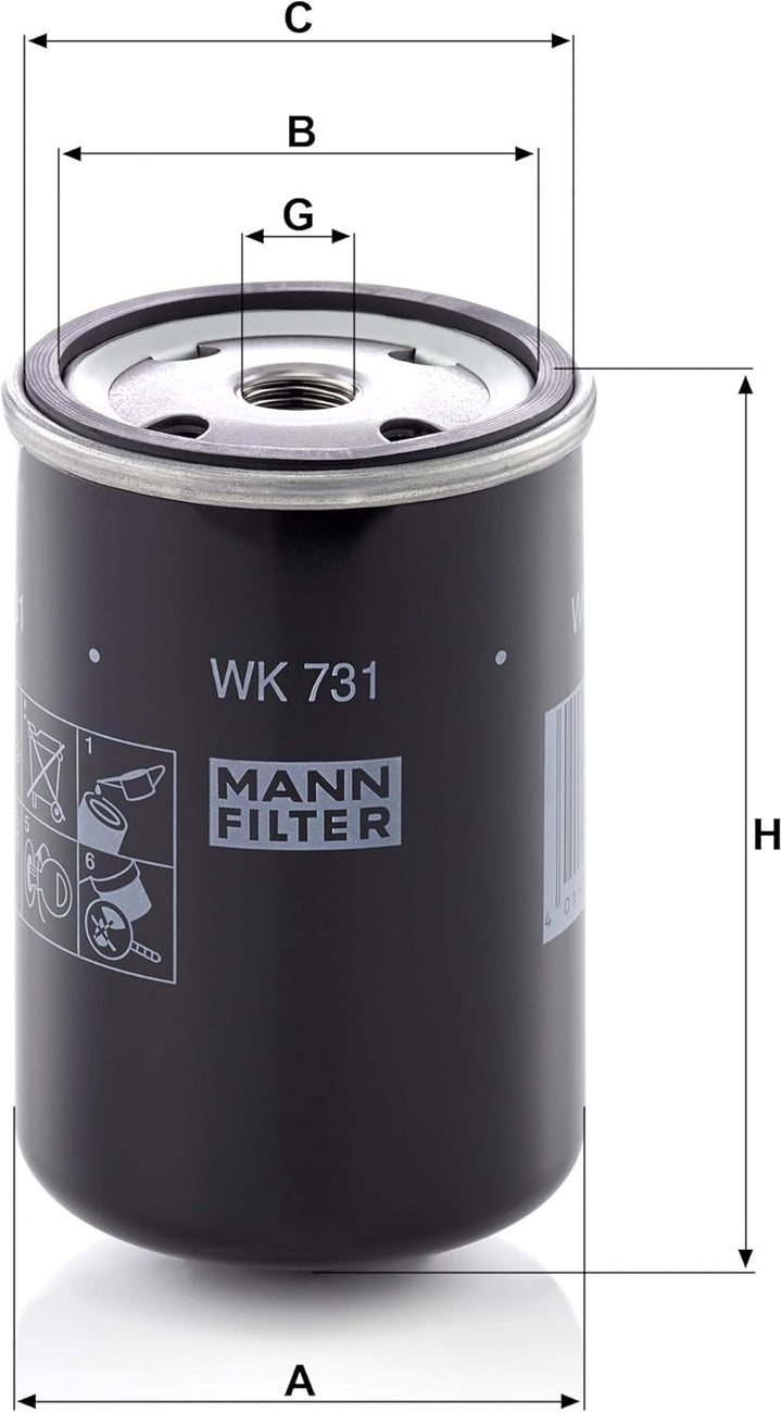 MANN-FILTER WK 731 Kraftstofffilter – Für PKW (Packung mit 2) 1 Packung (Packung mit 2), 1 Packung (
