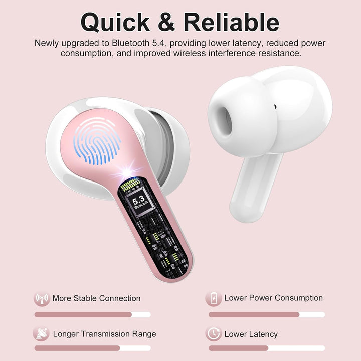 Bluetooth Kopfhörer, Kopfhörer Kabellos Bluetooth 5.4 In Ear, 4 ENC Noise Cancelling Mic Ohrhörer, H