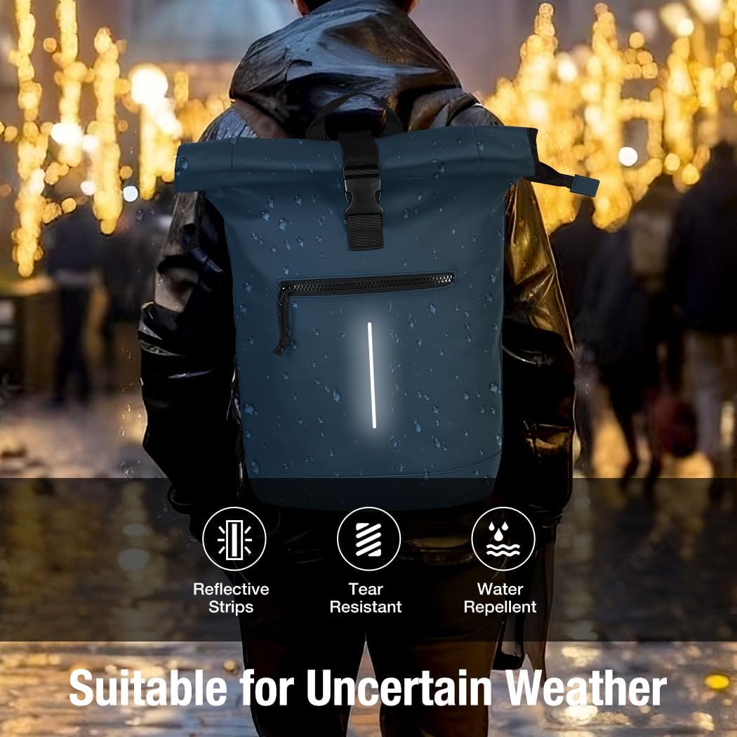 Lekeinchi Rolltop Rucksack Wasserdicht für Damen &amp; Herren, Grosser Laptop Rucksack mit Computerfach