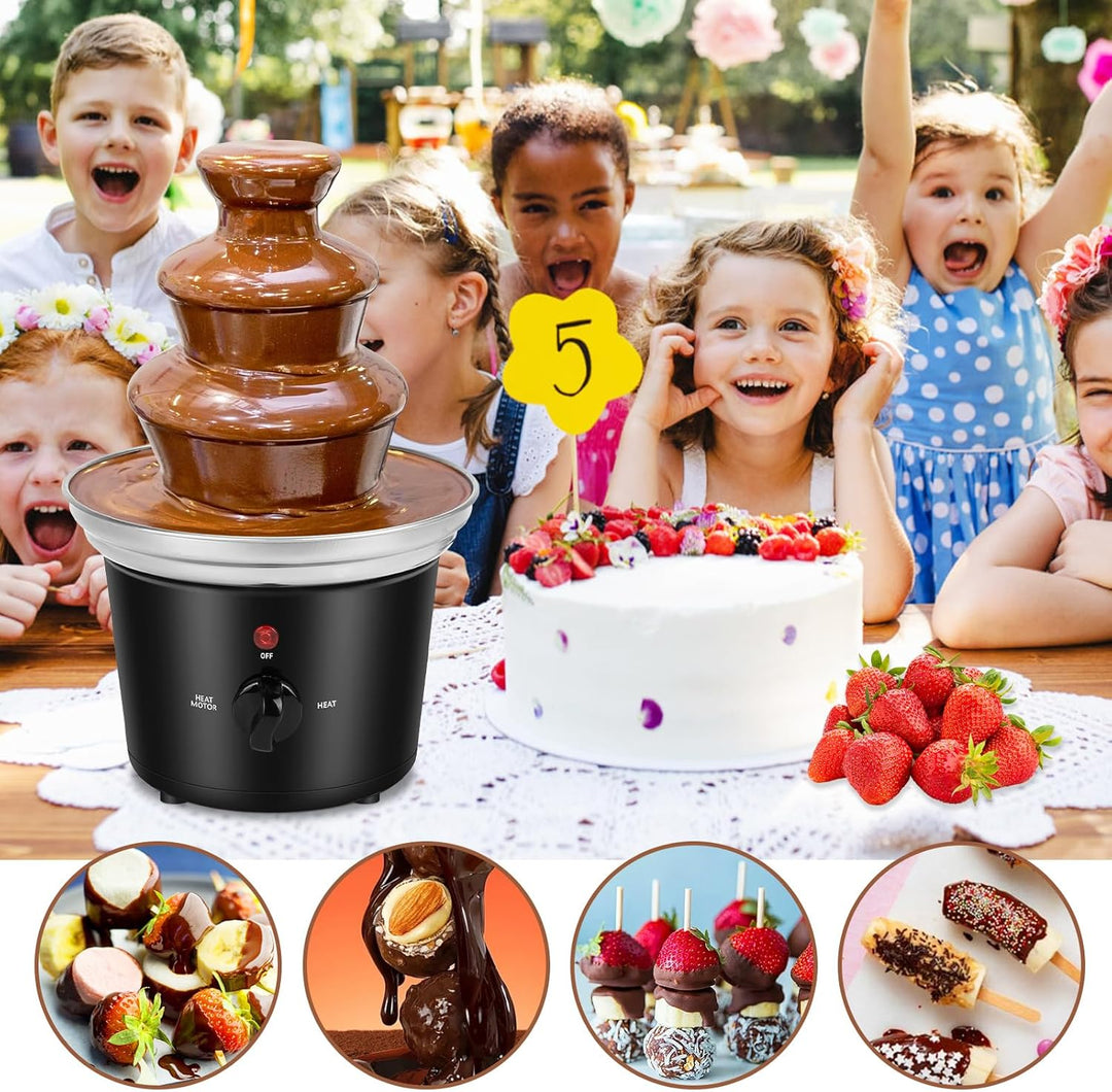 Schokobrunnen Elektrisch, 3-stufiger Schokoladenbrunnen, Edelstahl-Schokoladenfondue Maschine mit 60