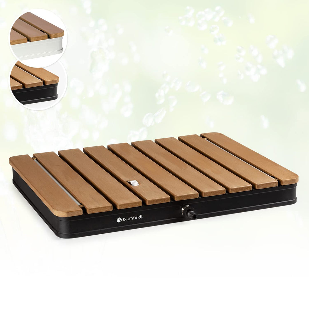 blumfeldt Cool Breeze - Gartendusche, Campingdusche, WPC, Aluminium, Holzoptik, Tragegriff, Gartendu