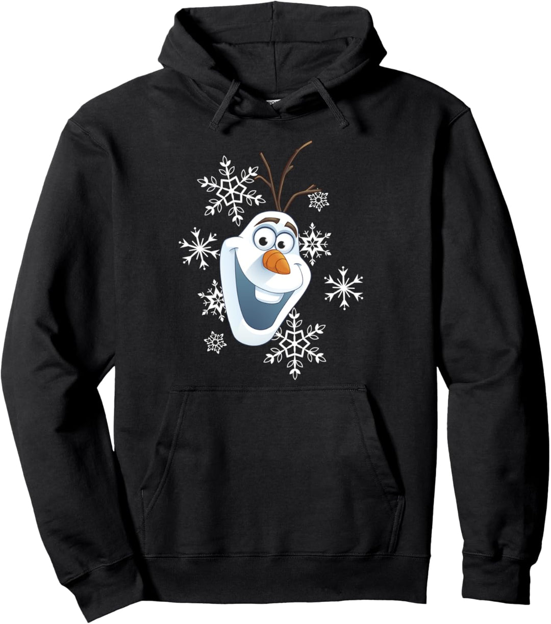 Disney Frozen Olaf And Snowflakes Face Portrait Pullover Hoodie
