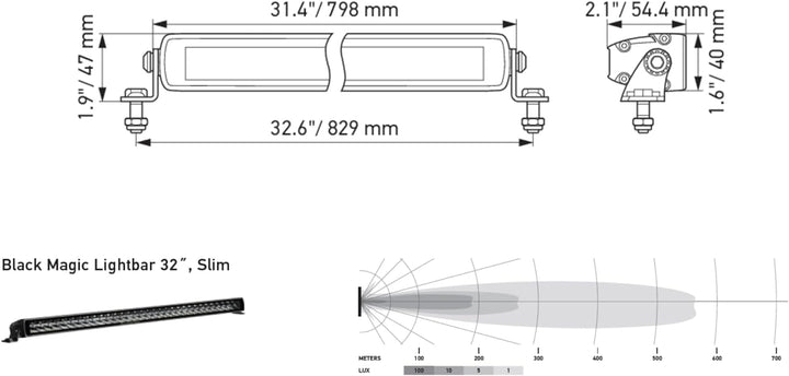HELLA 1FJ 358 176-311 LED-Fernscheinwerfer - Black Magic Slim Lightbar 32" - 12/24V - Anbau - Kabel: