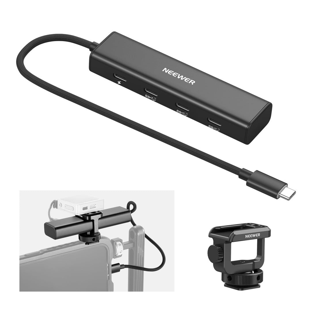 NEEWER USB C Hub Dock mit Cold Shoe Adapter, 4 in 1 Multiport Adapter Dongle mit 3 x USB C Port 3.1