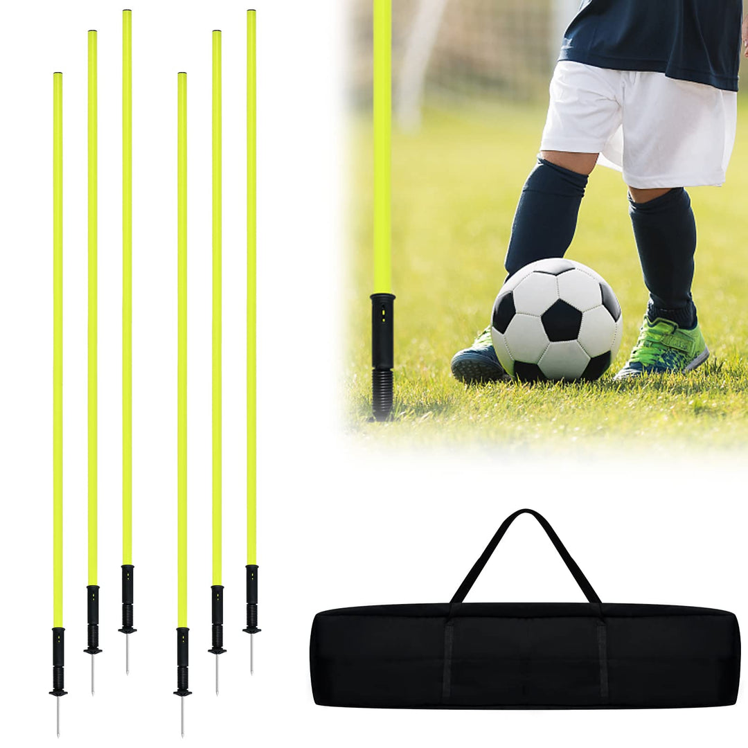 YRHome Slalomstangen Fussball Set Slalom Poles 6 Slalom Stangen mit Federgelenk Sprunghafte Agilität