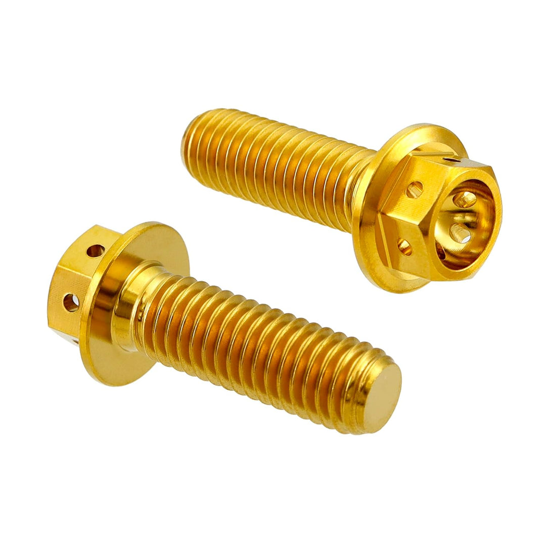 RISON Titanium Bolzen M6x1.0x10mm Titan Flansch Schrauben TC4 Titan Schrauben Sechskantschraube gold
