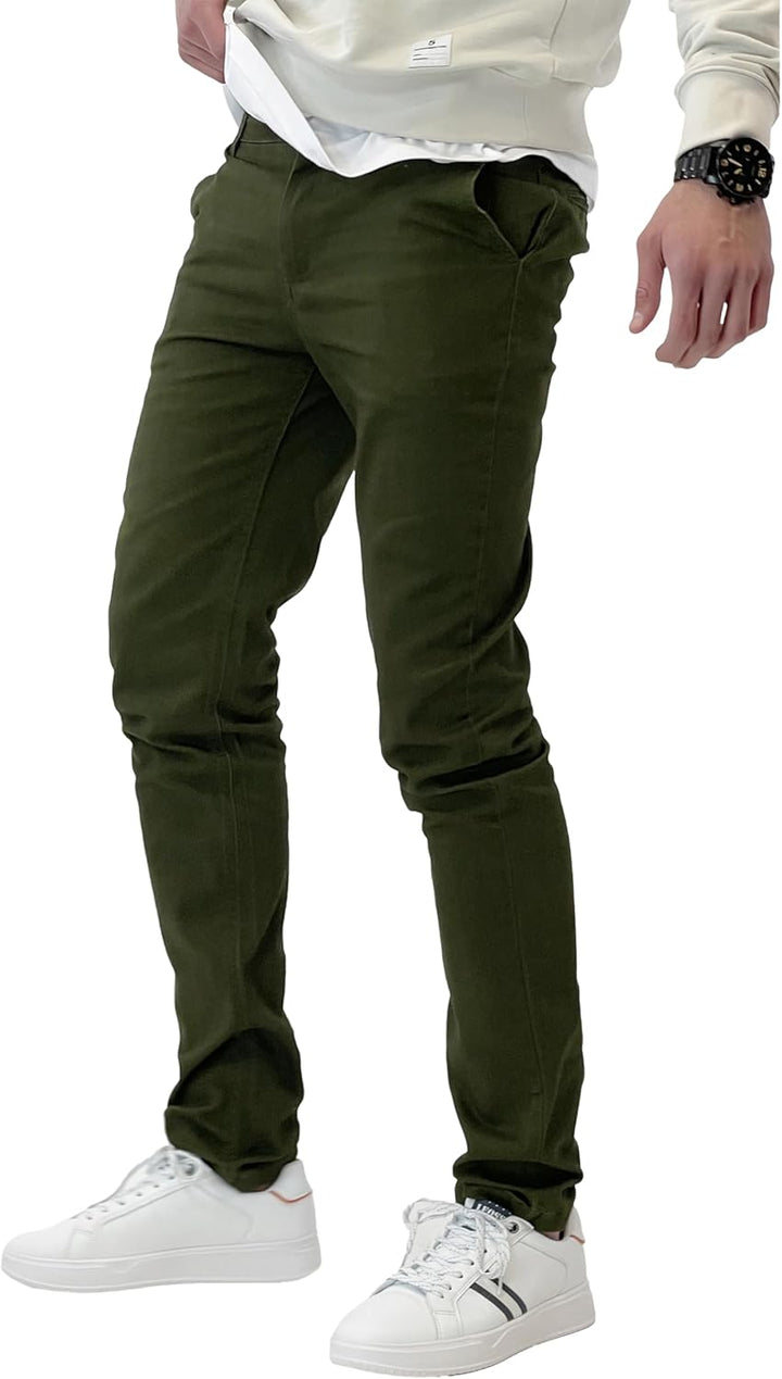 Elara Herren Chino Hose Stretch 29W / 30L Khaki, 29W / 30L Khaki