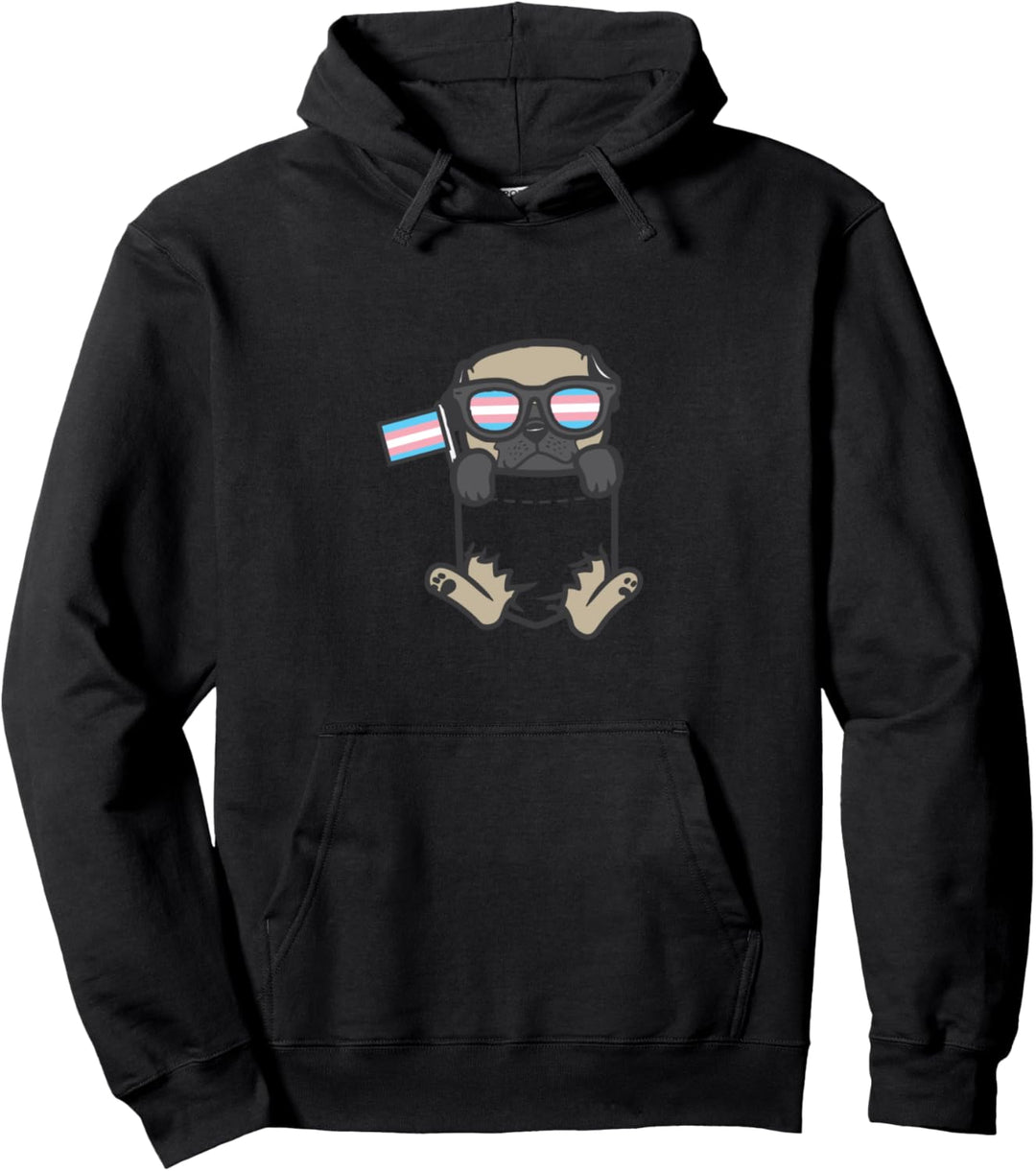 Pug Feet Dog Pocket LGBT Transsexual Transgender Trans Pride Pullover Hoodie