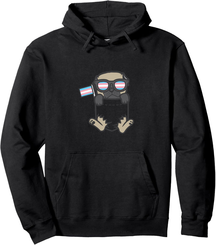 Pug Feet Dog Pocket LGBT Transsexual Transgender Trans Pride Pullover Hoodie