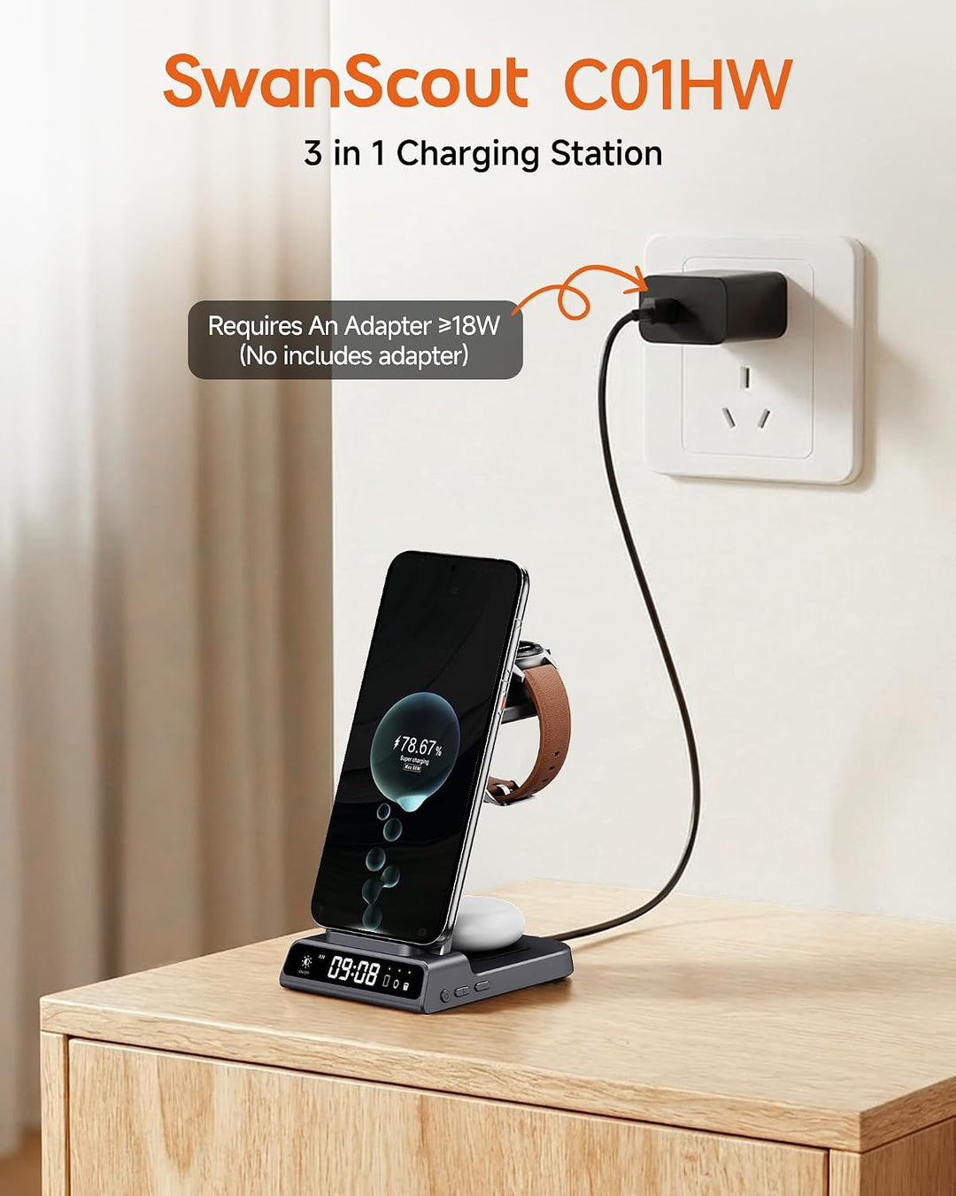 3 in 1 Induktive Ladestation für Huawei Watch, für Pura 80, für Ohrhörer