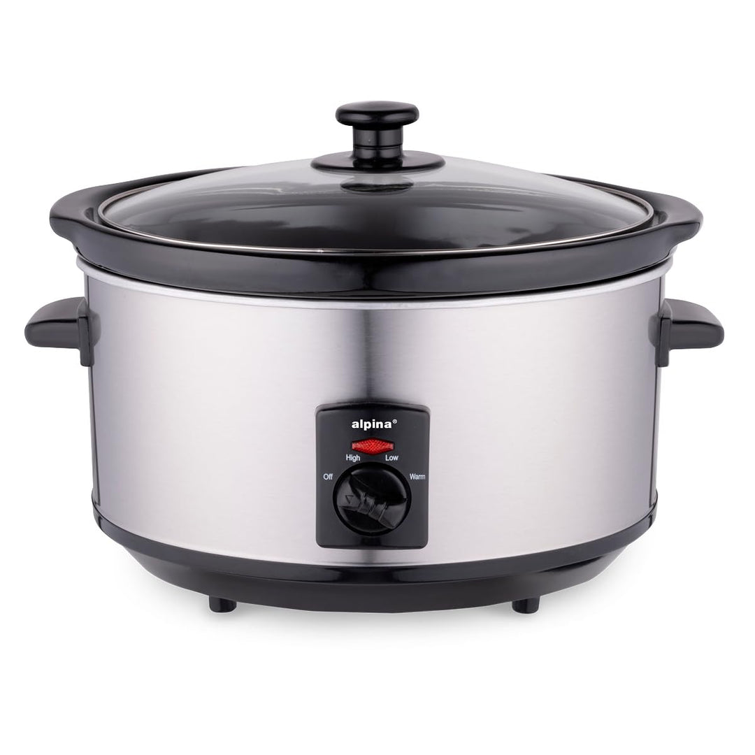 Alpina Slow Cooker - Schongarer - 3,5 Liter - Keramik-Innenbehälter - 3 Heizstufen -