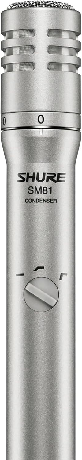 Shure SM81-LC Cardioid-Kondensatorinstrumentmikrofon für Gitarre, Klavier und Becken, umfasst Schwen