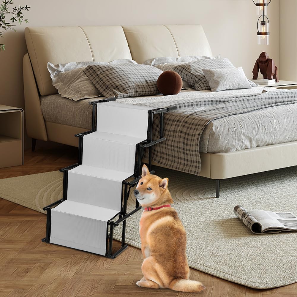 Supfine Hunderampen für Grosse Hunde, Bis 50 kg Belastbar Hundetreppe, Hunde Auto Rampen Faltbar, 4