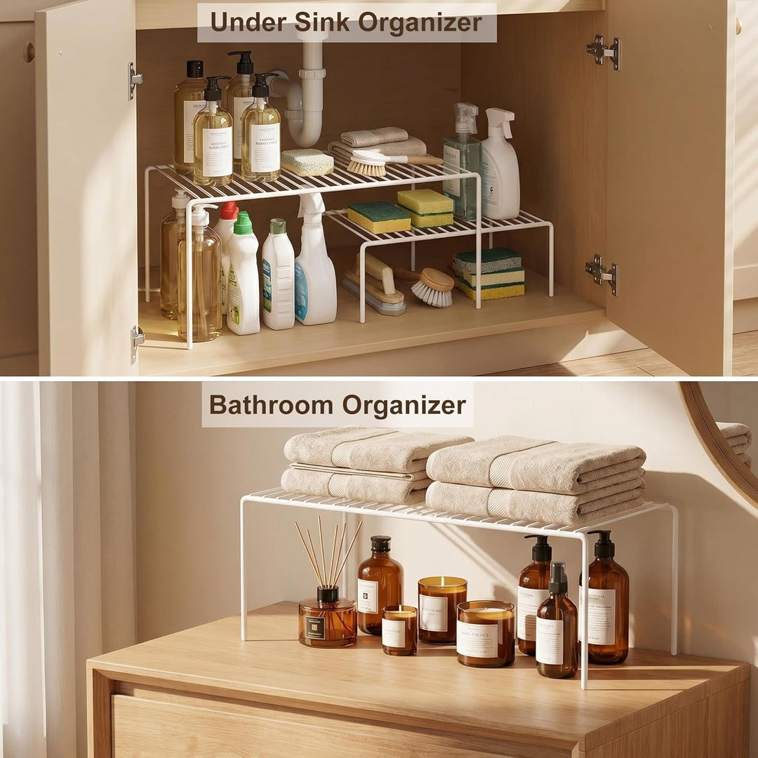 IPEGTOP Küche-Schrank-Organisator, Set von 4 grossen (40 x 24 cm) rostfreien Edelstahl-Gitternregale