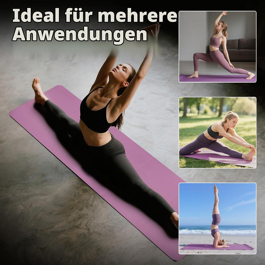 Faltbare Tragbare Yogamatte TPE Rutschfeste Fitnessmatte Trainingsmatte 183x61x0,5cm Reiseyogamatte