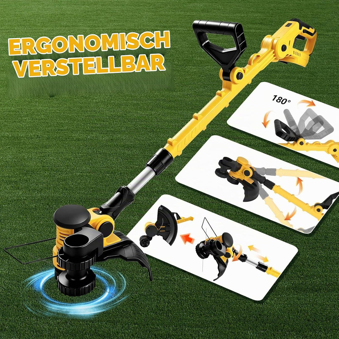 Akku Rasentrimmer Rasenkantenschneider Freischneider für Dewalt 20V 18V (ohne Akkus), mit 6 Ersatzsp