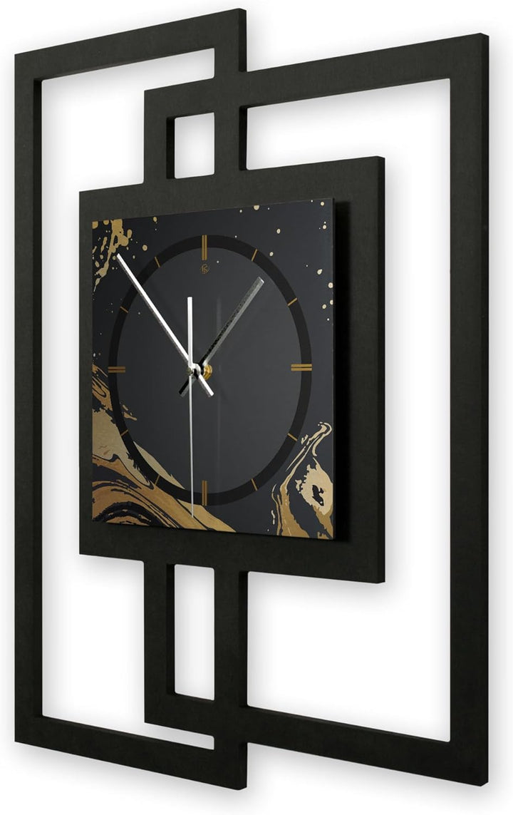 Kreative Feder Designer-Wanduhr „Golden Liquid“ in modernem Metallic-Look ohne Tickgeräusche (Funk/Q