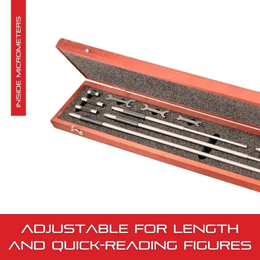 Starrett 124BZ Vollstab-Nonius-Innenmessschrauben-Set, 2-12" Bereich, 0,001" Teilung, +/-0,0001" Gen