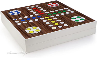 5 in 1 Spielesammlung Mühle, Dame, Ludo, Backgammon, Schach