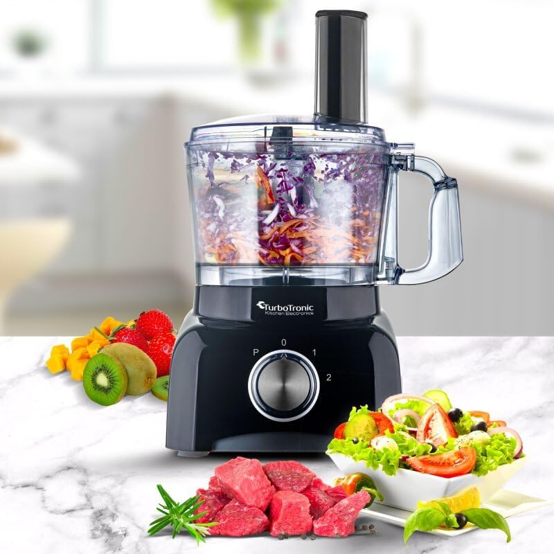 TurboTronic/Food Processor / 1,2L mini small/schwarz/Küchenmaschine mit Mixer, Raspelscheiben, Zitru