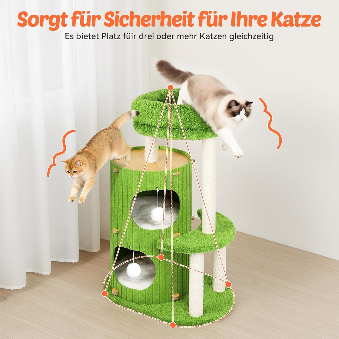 Luxus Katzenbaum kratztonne für Katzen - Kratzbaum mit Katzenschlafhaus, Sisalbrett,abnehmbarem Bett