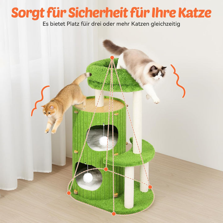 Luxus Katzenbaum kratztonne für Katzen - Kratzbaum mit Katzenschlafhaus, Sisalbrett,abnehmbarem Bett