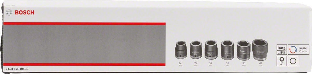 Bosch Professional 6tlg. Steckschlüsseleinsätze-Set mit 1"-Innenvierkantaufnahme für Sechskantschrau