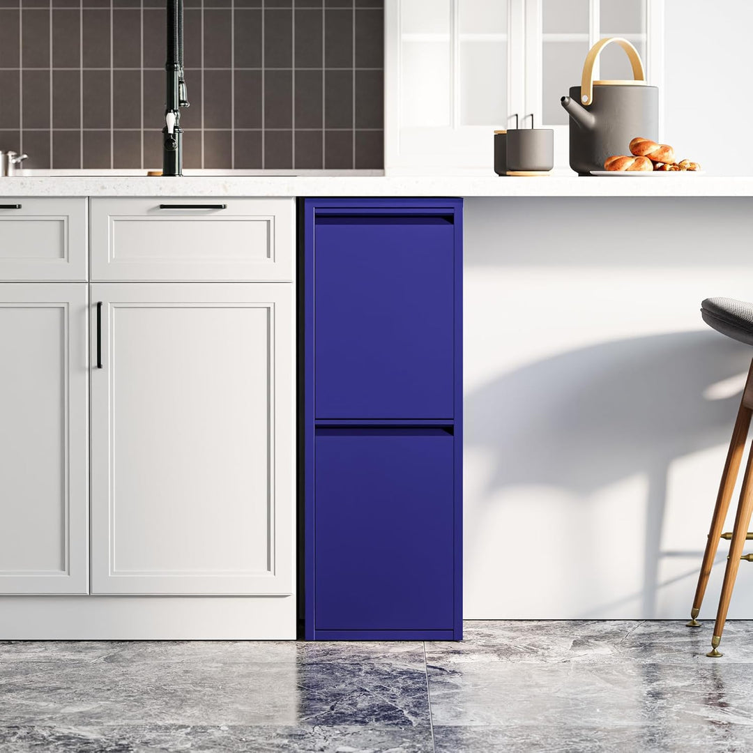 [en.casa] Mülltrennsystem Sollentuna Mülleimer 2 Fächer Küche 2 x 14 L Abfalleimer Müllschrank schma