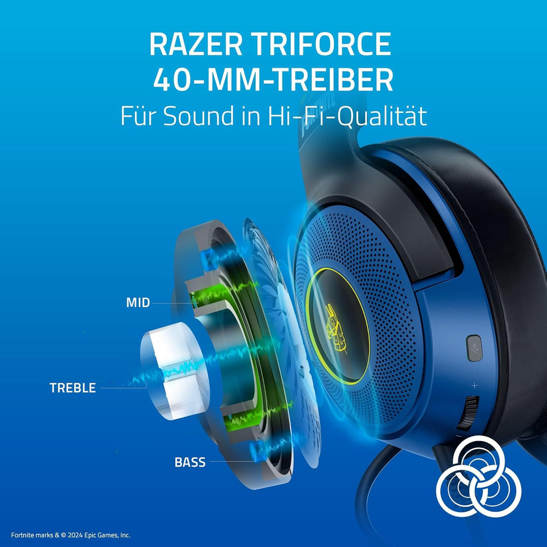 Razer Kraken V3 X - Fortnite Edition Kabelgebundenes USB-Gaming-Headset (Ultraleichter Kopfhörer, Tr