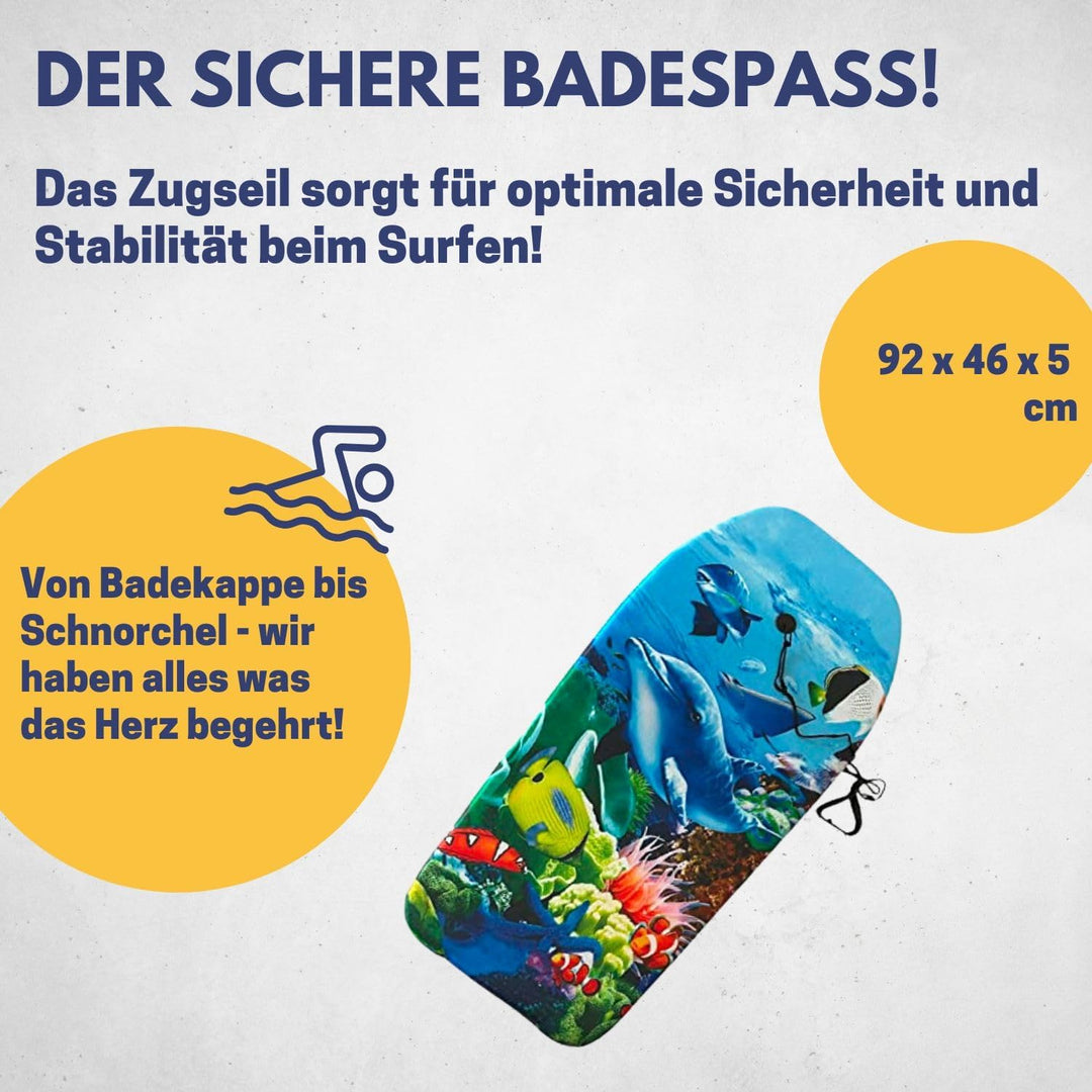 BEST SPORTING Bodyboard Kinder – Leichtes Surfbrett für Strand, Meer & Schwimmbad | 92 x 46 x 5 cm |