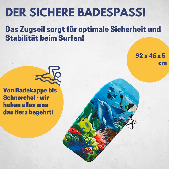 BEST SPORTING Bodyboard Kinder – Leichtes Surfbrett für Strand, Meer & Schwimmbad | 92 x 46 x 5 cm |