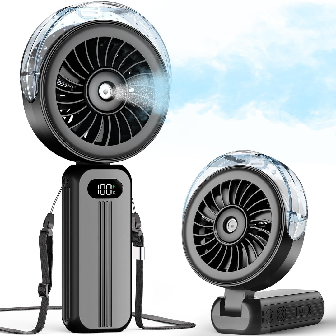 Otlonpe Handventilator Mit Wasserkühlung, 4000mAh Hand Ventilator Akku Aufladbar Mit Wasser, Leistun