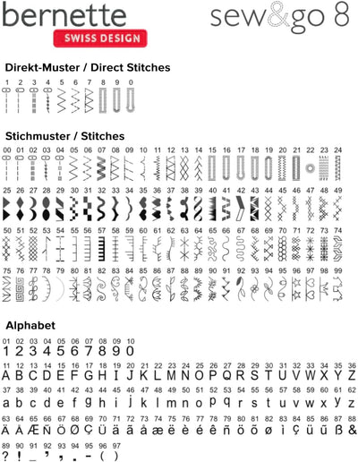 Bernette Sew&GO8 - Computer-Nähmaschine mit 197 Nähprogramme, Freiarm, Multifunktionsdisplay, Nähen,