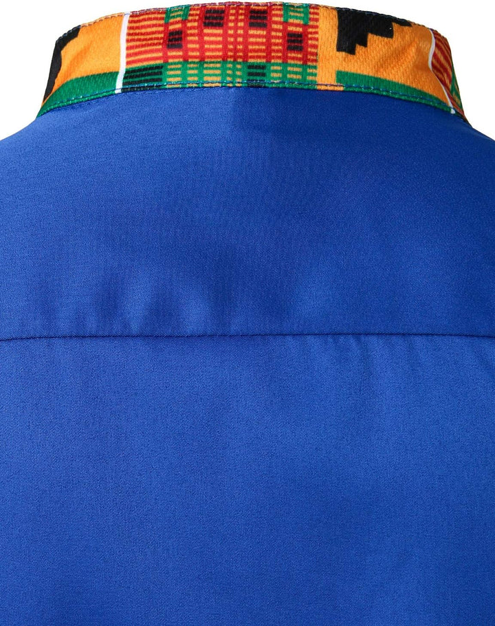 PARKLEES Herren African Tribal Grafik Patchwork Design Slim Fit Langarm Freizeithemd Party Shirt für