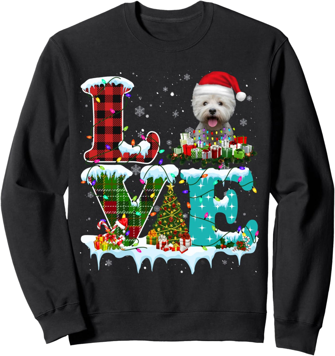 Westie Weihnachtsbaum-Lichter, Weihnachtsmann-Hund Sweatshirt