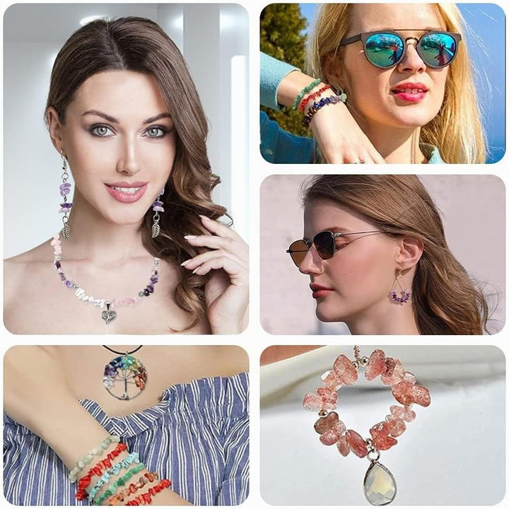 HONGTEYA Schmuck Selber Machen Set, 24 Farben Natürliche Edelstein-Perlen,5–7 mm Steinperlen, 1073 S