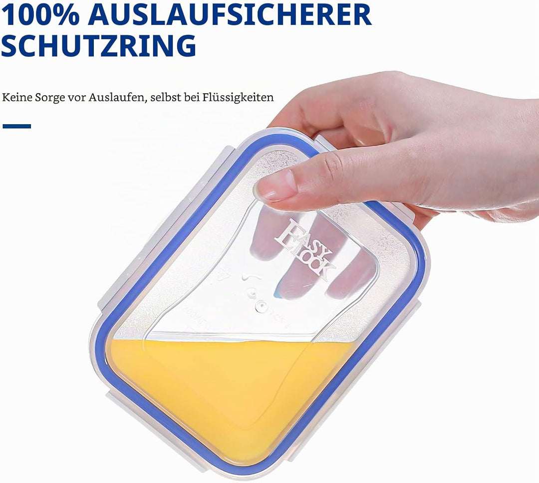 EASYLOCK 6 PACK 500ML/180ML Kunststoff Frischhaltedosen Set mit Deckel, Rechteckige Aufbewahrungsbox