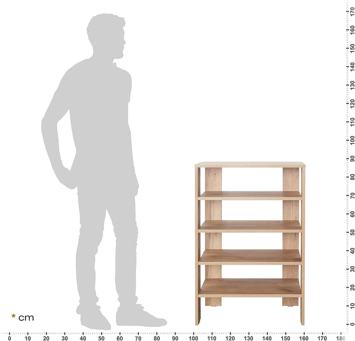 RICOO Schuhregal schmal und hoch 88x60x32cm Standregal Pressholz Eiche Braun WM040-EG, Schuhständer