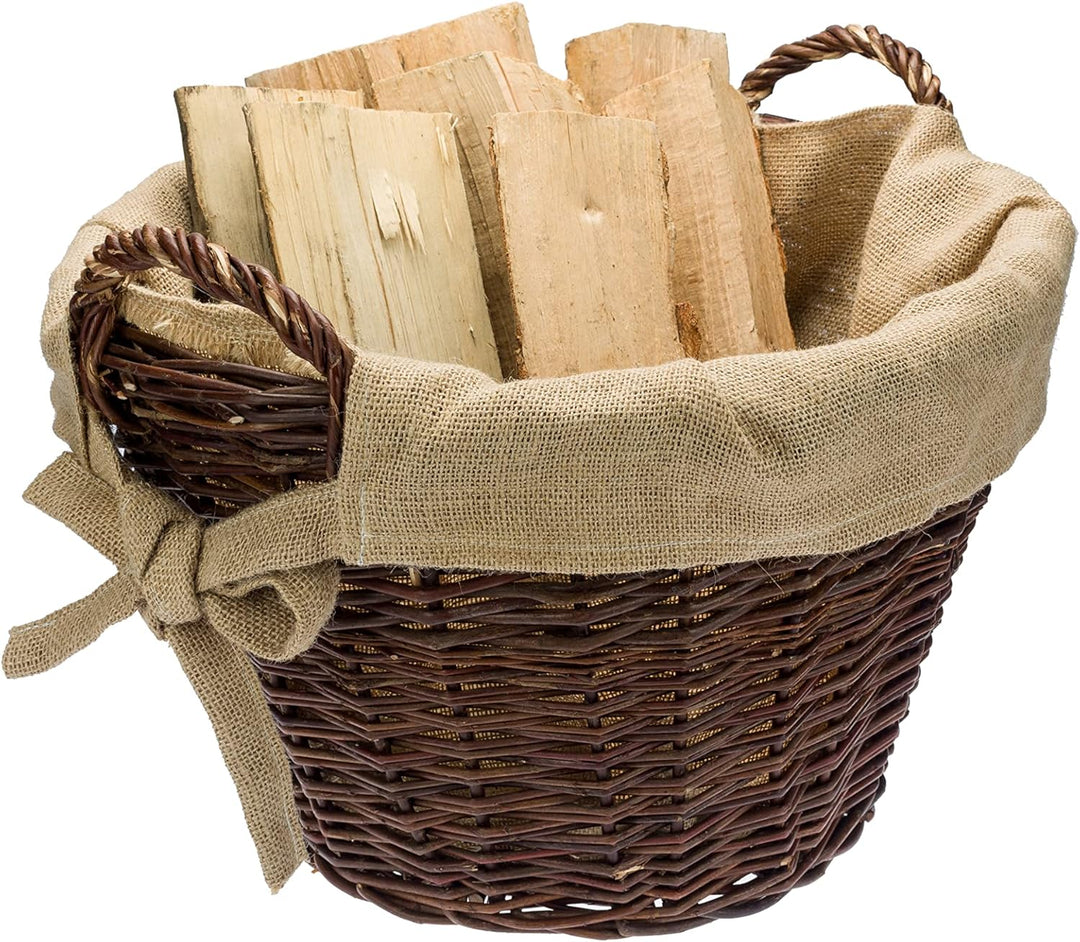 Weide-Kaminholzkorb für Holz cm mit Jute 40 x 39cm | Feuerholz korb | Holzkörbe | Kamin Aufbewahrung