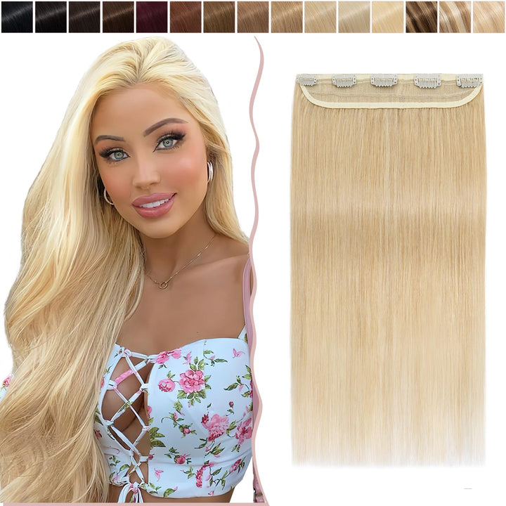 SEGO Clip in Haar Extensions Echthaar Haarverlängerungen ein Tresse 5 Clips Haarverdichtung Haarteil