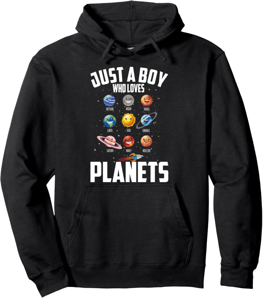 Just A Boy Who Loves Planets Weltraum Sonne Planeten Sterne Pullover Hoodie