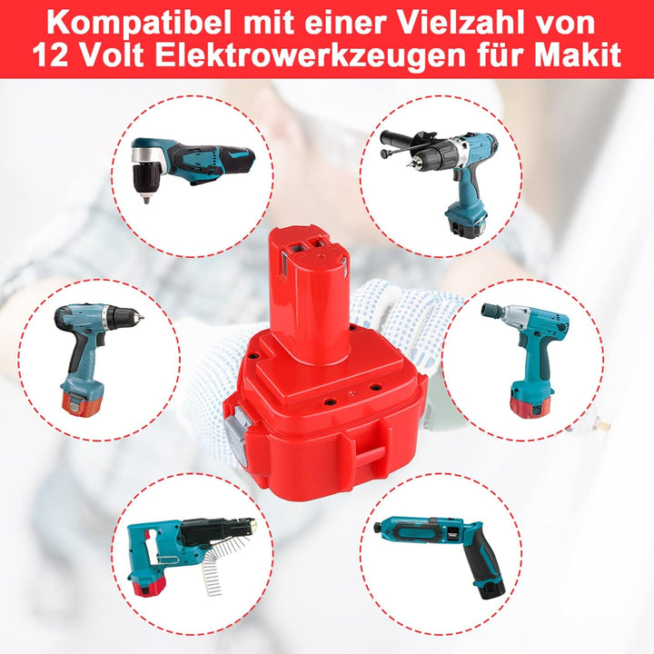 VANTTECH 12V 3,6Ah NI-Mh Ersatz für Makita Akku 1220 1222 PA12 1233S 1234 1233 1235 1235B 1235F 1926