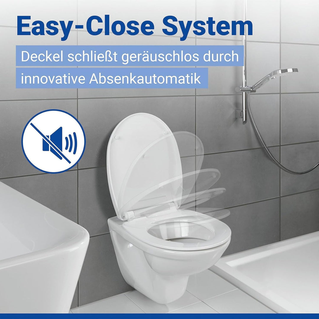 WENKO WC Sitz Mod. Roanne, Toilettendeckel mit Absenkautomatik, Relief-Druck und Blätter-Motiv, hohe