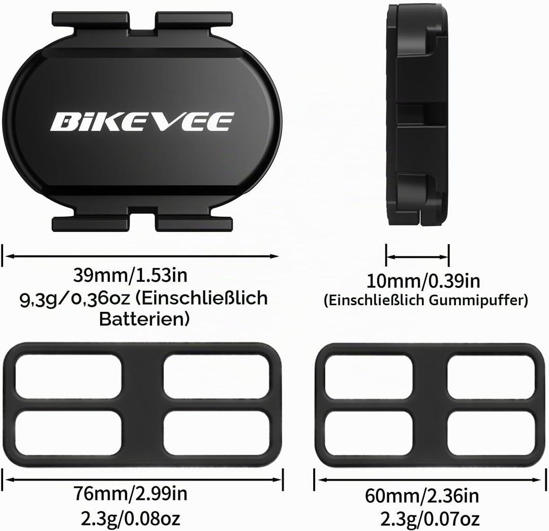 Trittfrequenzsensor Geschwindigkeitssensor Fahrrad Bluetooth 5.4 ANT+ Kabelloser RPM Sensor Kompatib