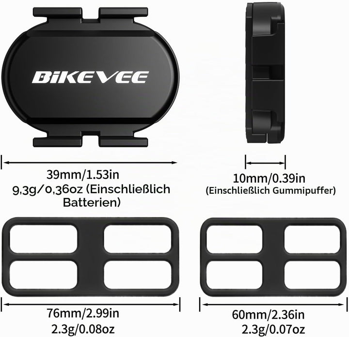 Trittfrequenzsensor Geschwindigkeitssensor Fahrrad Bluetooth 5.4 ANT+ Kabelloser RPM Sensor Kompatib