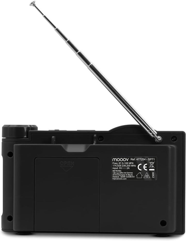 MOOOV 477254 Tragbares Digitalradio Dab/Dab Plus/FM, Bluetooth und USB – Weckerfunktion, Farbdisplay
